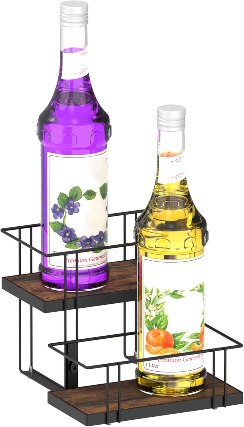 Alyoen Coffee Syrup Rack Organizer, 4 Bottles Syrup Holder Stand for Coffee Bar, Small Coffee Bar Organizer Shelf, Coffee Station Organizer for Countertop Wine, Liquor - Image 1